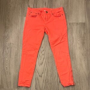 J.Crew Toothpick Skinny Jeans Coral Orange Ankle Zip
